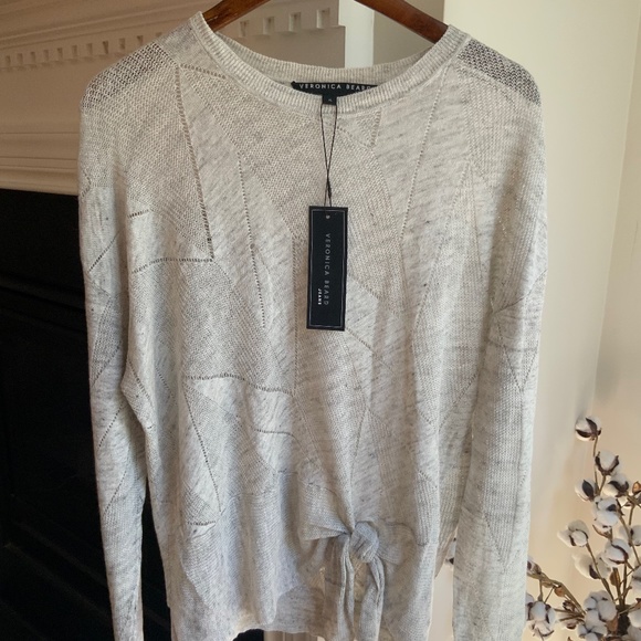 NWT $295 Veronica Beard Elina Crew Neck Sweater XL in Grey Melange - Picture 3 of 12